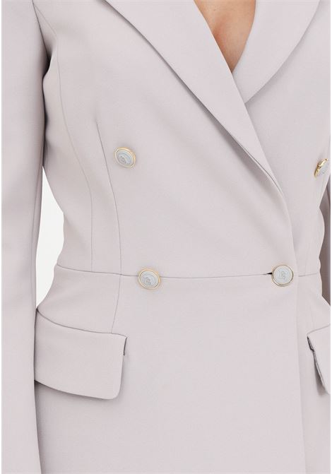 Pearl gray double-breasted women's blazer with buttons ELISABETTA FRANCHI | GI07341E2155